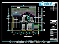 Bản vẽ autocad thiết kế nhà 14 x 18m x 2 tầng kiến trúc đẹp