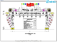 Bản vẽ AutoCad :trang trí cổng Cơ quan: trang trí đèn - hoa mừng Đảng mừng Xuân