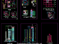 Bản vẽ autocad văn phòng cho thuê (mặt bằng,mặt đứng,mặt cắt)