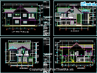 Bản vẽ bao gồm đầy đủ phần kiến trúc của Biệt thự có kích thước 14x18m