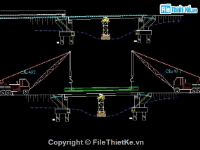 Bản vẽ biện pháp tổ chức thi công kết cấu nhịp cầu bằng cách lao dọc sử dụng dầm dẫn và sàng ngang bằng cần cẩu