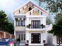 Bản vẽ biệt thự 2 tầng 8x10m mái Thái file cad bổ chi tiết
