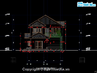 Biệt thự,biệt thự hiện đại,Bản vẽ autocad,biệt thự mái thái