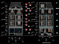 Bản vẽ biệt thự tân cổ điển 4 tầng nổi + 1 hầm kích thước 7.47x16m