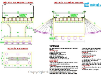 Bản vẽ bình đồ và bố trí chung cầu dầm I BTCT dự ứng lực 5 nhịp 33m