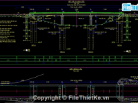 Bản vẽ cầu dầm,bố trí chung cầu,cầu dầm bản 3 nhịp 21m,cầu vượt,bản vẽ dầm bản