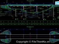 Bản vẽ Bố trí chung cầu dầm I, sơ đồ nhịp 3x24m vượt sông