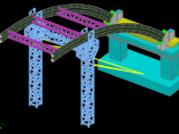 Bản vẽ Cad 3D trụ tam thi công cầu vòm ống thép nhồi bê tông