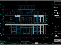 Bản vẽ cad biệt thự 2 tầng 1 tum 12x9.77m