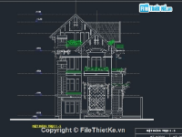 Bản vẽ Cad Biệt thự 3 tầng kích thước 11.5x16m Full