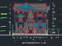 Bản vẽ cad biệt thự 4 tầng 23x24m (kiến trúc, phối cảnh tổng thể)