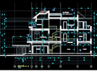 Bản vẽ cad Biệt thự kt 7.5 x 17.5 (17,5x7,5-lầu - 4 tầng) đầy đủ kiến trúc, chi tiết cấu tạo