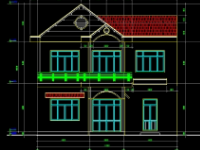 Bản vẽ cad Biệt thự mái thái (2 tầng) đầy đủ kiến trúc