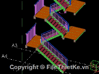 cầu thang thoát hiểm,cầu thang,cad cầu thang,cầu thang sắt,bản vẽ cầu thang sắt