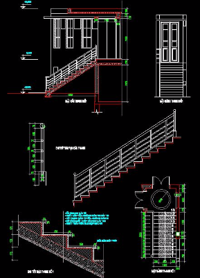 Bản vẽ cad chi tiết cầu thang cho mẫu nhà lô phố