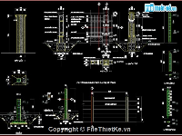 Bản vẽ cad Chi tiết tường rào+ dự toán