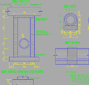 Bản vẽ cad cống thu nước mô tả chi tiết mặt bằng đoạn cống