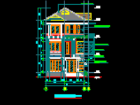 Bản vẽ CAD kiến trúc 2 Mẫu Nhà biệt thự phố 3 tầng kích thước 8.76x14.8m và 9x19.4m