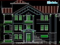 Bản vẽ cad kiến trúc biệt thự 3 tầng đẹp