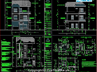 Bản vẽ cad kiến trúc biệt thự 4 tầng kích thước 6x15m