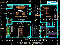 Bản vẽ cad kiến trúc+ điện nước biệt thự 2,5 tầng kích thước 7x15m