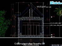 Bản vẽ cad Kiến trúc ngôi nhà trệt mái ngói kích thước 5,4x25,4m