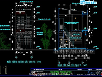 Bản vẽ cad Kiến trúc nhà 2 tầng kích thước 3m x 5m  