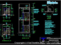 Bản vẽ cad kiến trúc Nhà dân (kích thước 3m3 x 14m), nở hậu 3m4