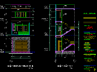 Bản vẽ CAD kiến trúc Nhà phố 3 tầng kích thước 4.5x17.5m