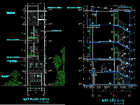 Bản vẽ CAD kiến trúc nhà phố 5 tầng kích thước 3.2x7.3m