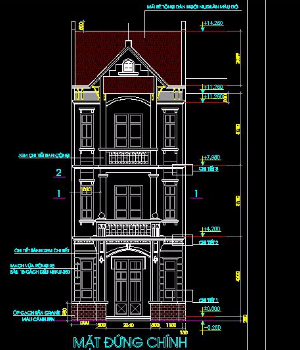 nhà phố cổ điển,nhà cổ điển mái ngói,nhà kích thước 6 x 24m,kiến trúc nhà phố