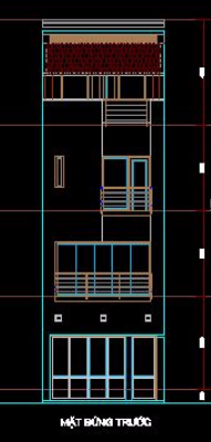 Bản vẽ cad kiến trúc nhà phố kích thước 5x19m