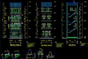 Bản vẽ cad kiến trúc Nhà phố liền kề 4 tầng kích thước 5x20m