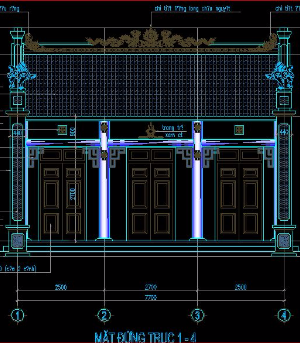 Bản vẽ cad Kiến trúc nhà thờ Họ Đào đẹp