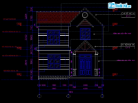 Bản vẽ Cad Kiến trúc + phối cảnh BT 2 tầng 7.8x11.65m