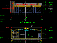 Bản vẽ CAD kiến trúc siêu thị - Nhà hàng mini 15x30.28m