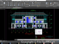 Bản vẽ cad Kiến trúc Trụ sở Ủy ban nhân dân thị trấn 3 tầng