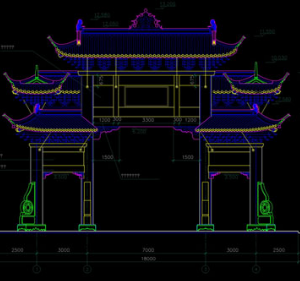 Bản vẽ cad mái hiên cửa cổ điển Trung Quốc