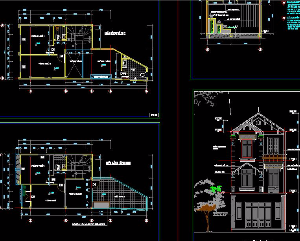 Bản vẽ cad mẫu nhà phố 3 tầng kích thước 6x13m