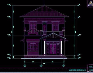 Bản vẽ cad nhà 2 tầng giật cấp