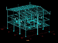 Bản vẽ cad Nhà 3 tầng kết cấu thép 19x22m