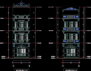 Bản vẽ cad Nhà dân dụng kích thước 4,5x18m (Gồm:Mặt đứng,cắt,bằng, HSXP)
