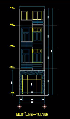 Bản vẽ cad nhà kích thước 4 x 13m (full kiến trúc + kết cấu)