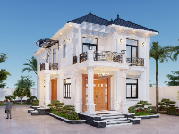 Bản vẽ cad nhà mái Nhật 2 tầng tân cổ điển 8x15m