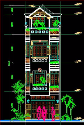 Bản vẽ cad nhà ở 3,5 tầng kích thước 5x6m  ( phần kiến trúc)