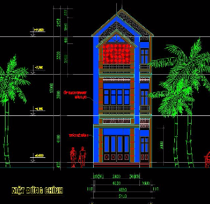 Bản vẽ cad Nhà phố 3 tầng kích thước 5,1x19m 