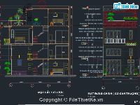 Bản vẽ cad Nhà phố 4 tầng 6.5x13.5m (Kiến trúc + Kết cấu + Điện + Nước)