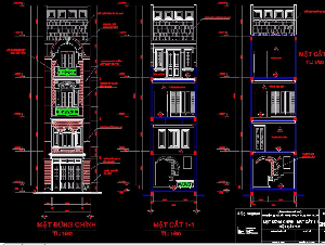 Bản vẽ cad Nhà phố 4x20m 4 tầng đầy đủ File kết cấu+kiến trúc (MB+ ...