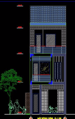 Bản vẽ,nhà phố 2 tâng,Bản vẽ nhà dân,Bản vẽ autocad,Nhà phố 4.2x18m