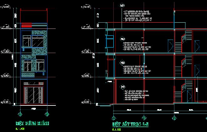 Bản vẽ cad  Nhà phố kích thước 4x20m ( gồm: kiến trúc và kết cấu)